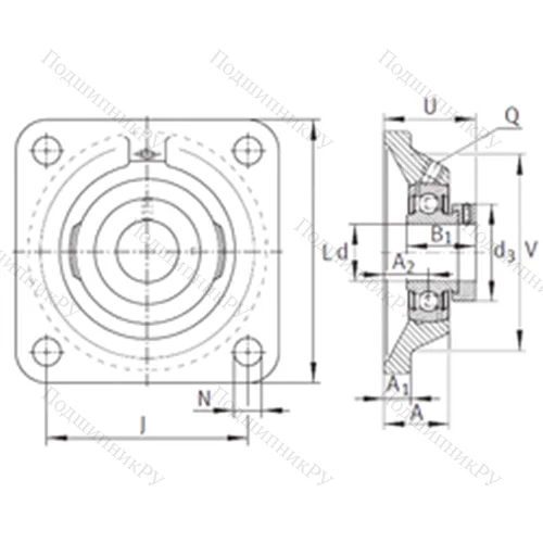 Подшипниковый узел шариковый радиальный PCJ 1-1/2 от производителя  INA