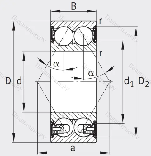Двухрядный шариковый подшипник 3210 BD XL 2HRS TVH от производителя  FAG Двухрядный шариковый подшипник 3210 BD XL 2HRS TVH от производителя  FAG