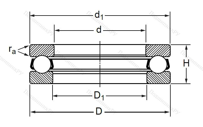 Упорный шариковый подшипник 8108 (51108) в Архангельске