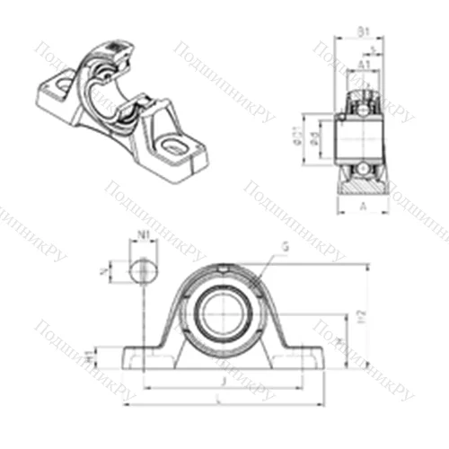 Подшипниковый узел шариковый радиальный UCPLE 206 от производителя  SNR