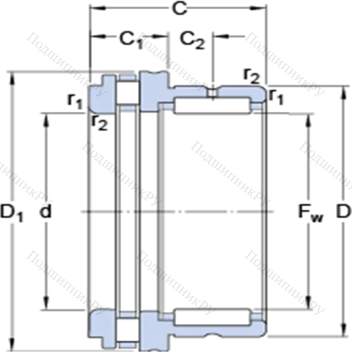 Комбинированные упорные шарикоподшипники с игольчатыми роликами NKXR 30
