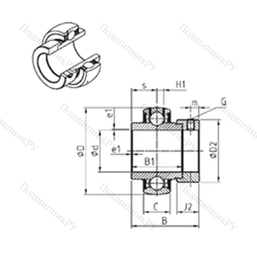 Подшипник шариковый радиальный EX 209-26 от производителя  SNR Подшипник шариковый радиальный EX 209-26 от производителя  SNR