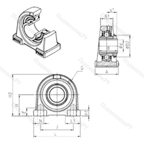 Подшипниковый узел шариковый радиальный UKPA 208H от производителя  SNR