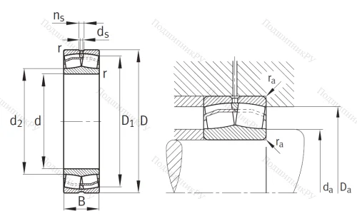 Сферический роликовый подшипник 22224 E 1 от производителя  FAG