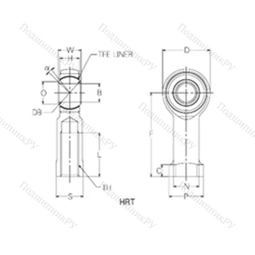 Подшипник скольжения сферический HRT 20 от производителя  NMB
