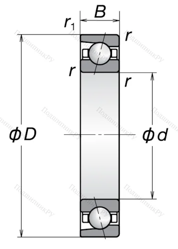 Однорядный шариковый подшипник 7203 AW от производителя  NSK
