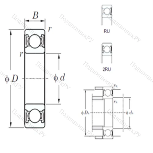 Подшипник шариковый радиальный 6210-2RU