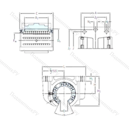 Подшипник шариковый линейный LUCF 40-2LS от производителя  SKF