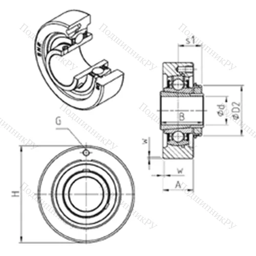 Подшипниковый узел шариковый радиальный UKC 319H