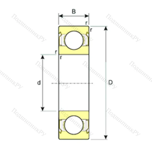 Подшипник шариковый радиальный SS 61800-2RS