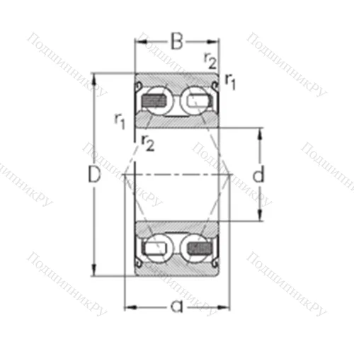 Подшипник шариковый радиально-упорный 3208-B-2Z-TV