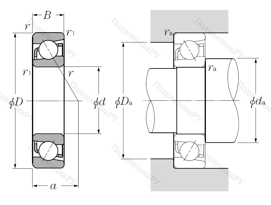 Однорядный шариковый подшипник 7318 B