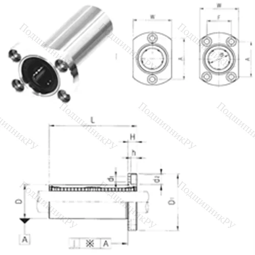 Подшипник шариковый линейный LMH 10L от производителя  Samick