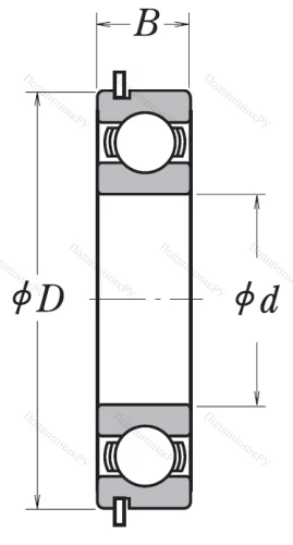 Однорядный шариковый подшипник 6303 DDU NR от производителя  NSK