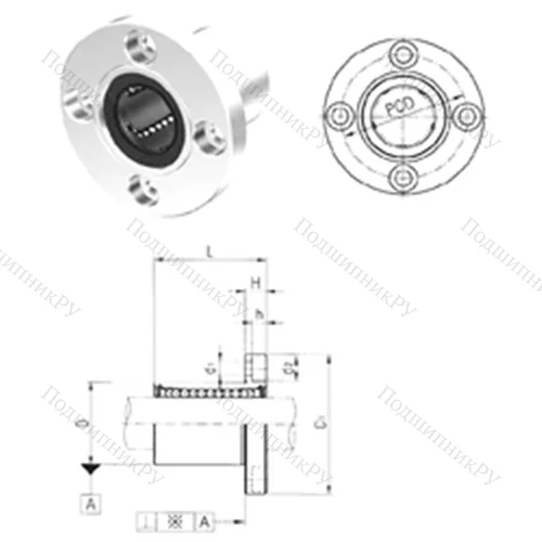 Подшипник шариковый линейный LMF 6
