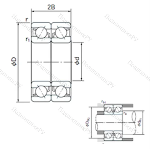 Подшипник шариковый радиально-упорный спаренный 7232CDB