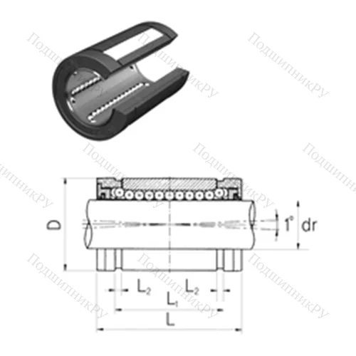 Подшипник шариковый линейный LMES 50OP от производителя  Samick