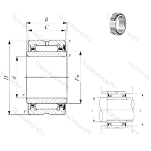 Подшипник игольчатый радиальный NA 49/22U от производителя  IKO Подшипник игольчатый радиальный NA 49/22U от производителя  IKO