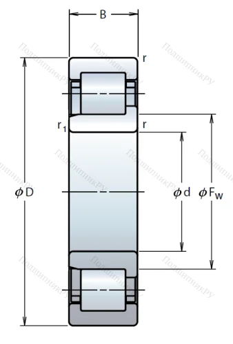 Роликовый цилиндрический подшипник NJ 2207 W от производителя  NSK