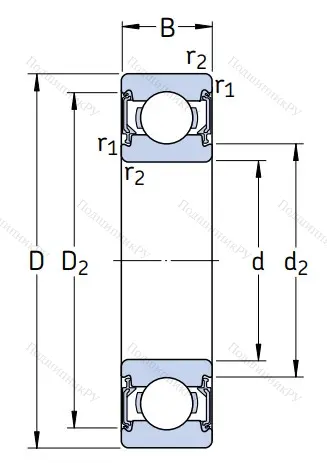 Однорядный шариковый подшипник 6005 2RSLTN 9/C 3VT 162 от производителя  SKF