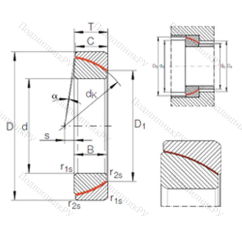 Подшипник скольжения сферический GE 35 SW от производителя  INA