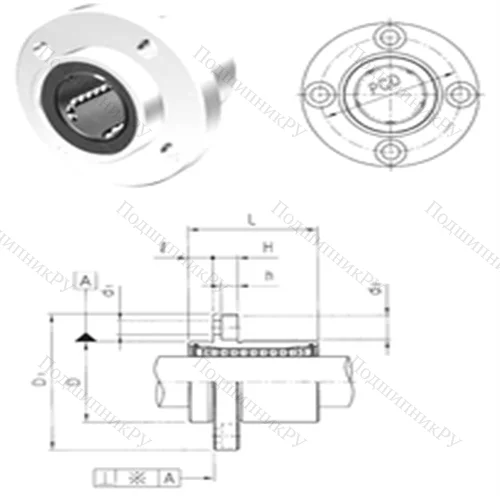 Подшипник шариковый линейный LMFP 6UU