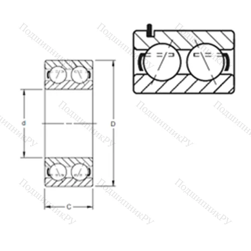 Подшипник шариковый радиально-упорный 5308WG