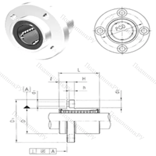 Подшипник шариковый линейный LMEFP 30UU от производителя  Samick
