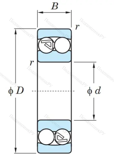 Двухрядный шариковый подшипник 1308 в Архангельске