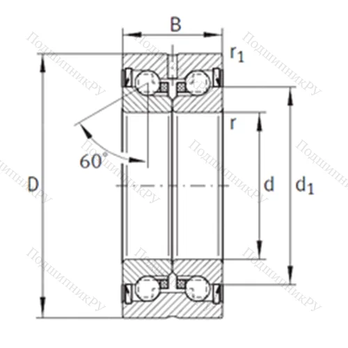 Подшипник шариковый упорно-радиальный ZKLN 2052-2RS-PE от производителя  INA