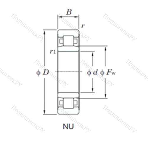 Подшипник роликовый радиальный NU 205R