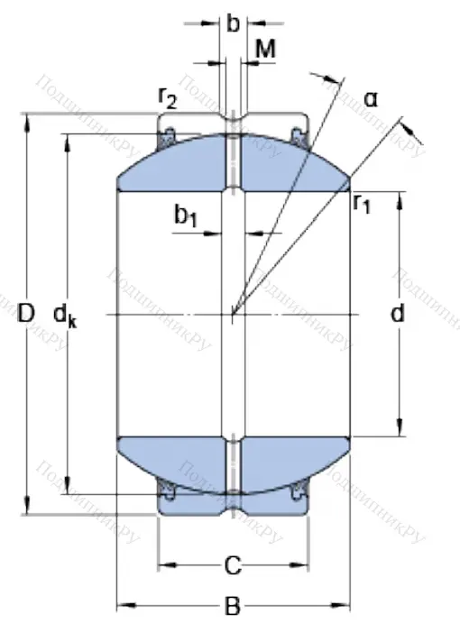 Шарнирный подшипник GEH 45 ES 2RS от производителя  SKF