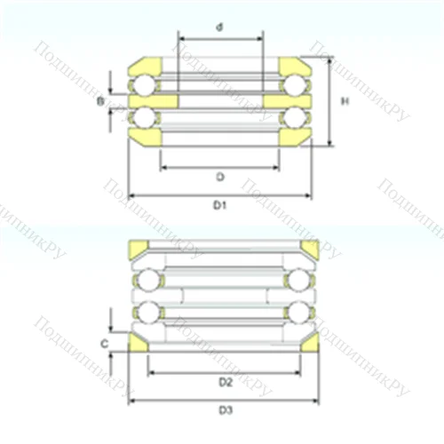 Подшипник шариковый упорный 54308 U 308