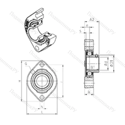 Подшипниковый узел шариковый радиальный USFD 203 от производителя  SNR