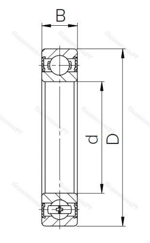 Шариковый однорядный подшипник 1000806 2RS (61806 2RS) в Архангельске
