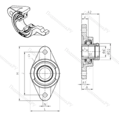Подшипниковый узел шариковый радиальный EXFL 318