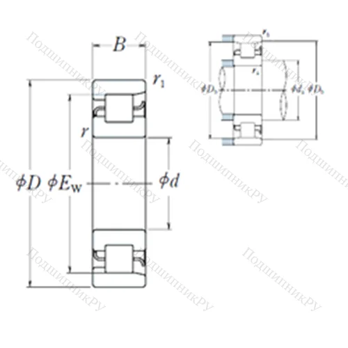 Подшипник роликовый радиальный NF 1040