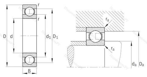 Однорядный шариковый подшипник 6322 от производителя  FAG