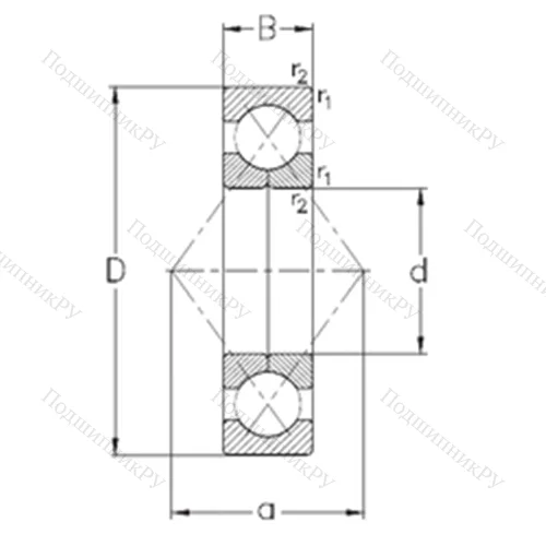 Подшипник шариковый радиально-упорный с четырёхточечным QJ 305-MPA