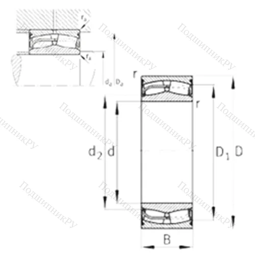 Подшипник роликовый радиальный самоцентрирующийся 24038-E 1-2VSR-H 40 от производителя  FAG