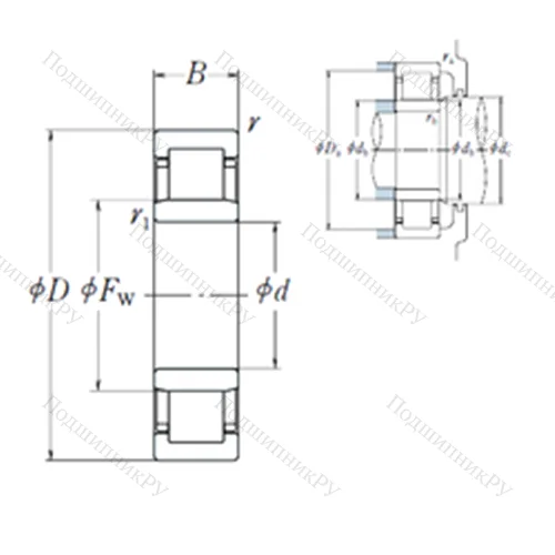 Подшипник роликовый радиальный NU 212 EW