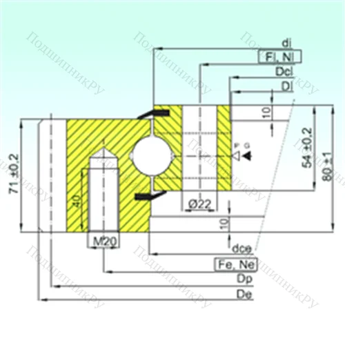 Подшипник шариковый опорно-поворотный EB 1.25.1155.201-2STPN