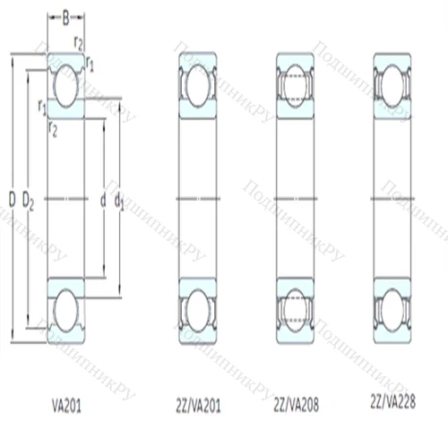Подшипник шариковый радиальный 6208-2Z/VA 201 от производителя  SKF
