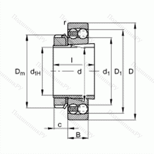 Подшипник шариковый радиально-сферический 1207-K-TVH-C 3 + H 207 от производителя  FAG