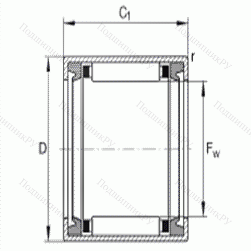 Подшипник роликовый игольчатый с одним наружным штампованным кольцом HK 2020-2RS