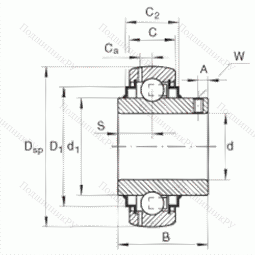 Подшипник шариковый закрепляемый GY 1104-KRR-B-AS 2/V от производителя  INA Подшипник шариковый закрепляемый GY 1104-KRR-B-AS 2/V от производителя  INA