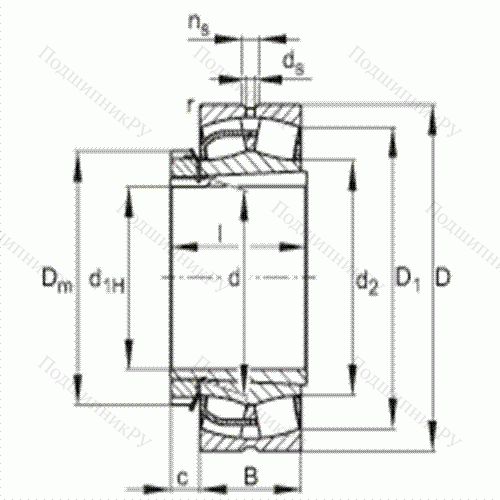 Подшипник роликовый самоустанавливающийся 23048-E 1-K + H 3048 от производителя  FAG