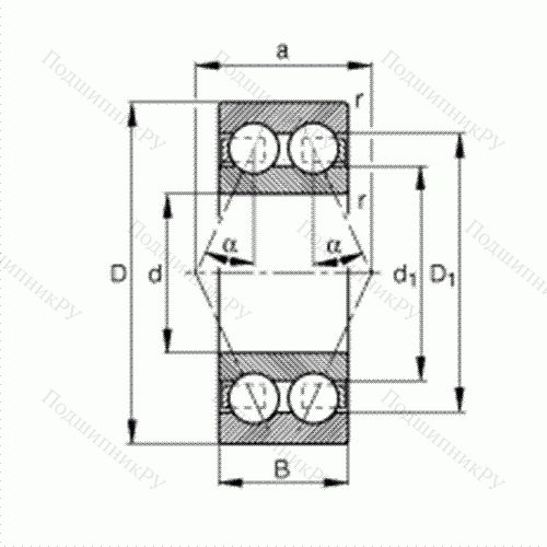 Подшипник шариковый радиально-упорный 3303-BD-TVH от производителя  FAG Подшипник шариковый радиально-упорный 3303-BD-TVH от производителя  FAG
