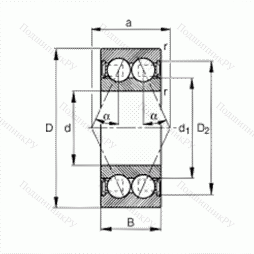 Подшипник шариковый радиально-упорный 3214-B-2RSR-TVH от производителя  FAG Подшипник шариковый радиально-упорный 3214-B-2RSR-TVH от производителя  FAG
