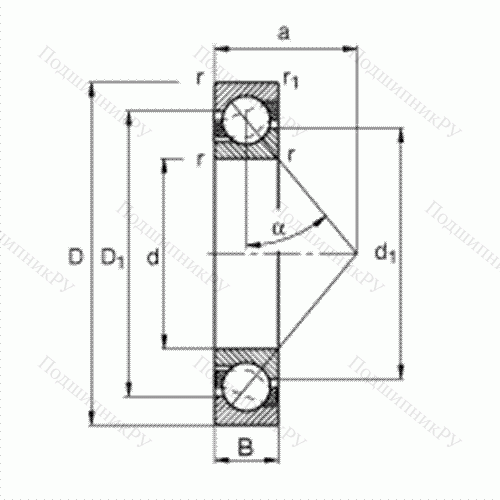Подшипник шариковый радиально-упорный 7216-B-JP от производителя  FAG Подшипник шариковый радиально-упорный 7216-B-JP от производителя  FAG